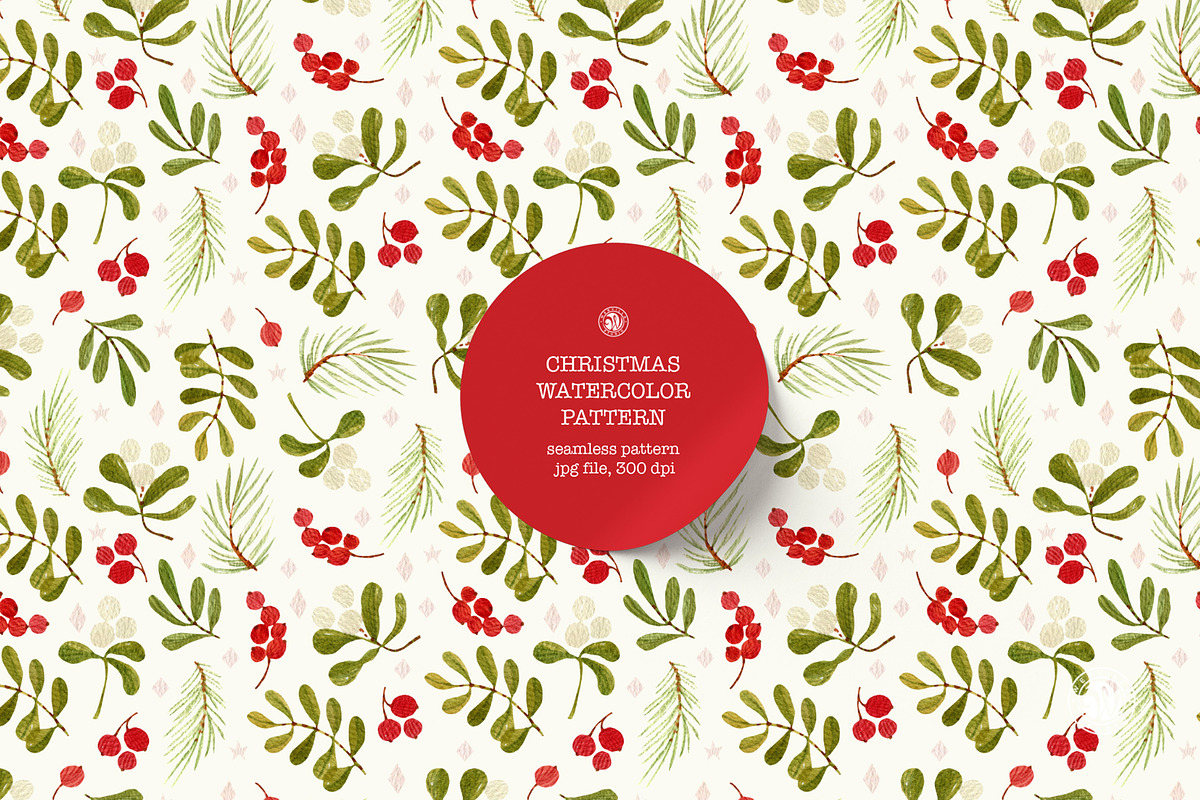 Christmas Watercolor Pattern, a Pattern Graphic by Webvilla Studio (Photo 1 of 5)