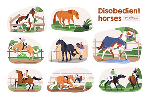 Naughty, disobedient horses training, an Animal Illustration by Good Studio