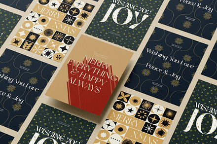 Modern Christmas Card Templates, a Print Template by SilverStag Type Foundry