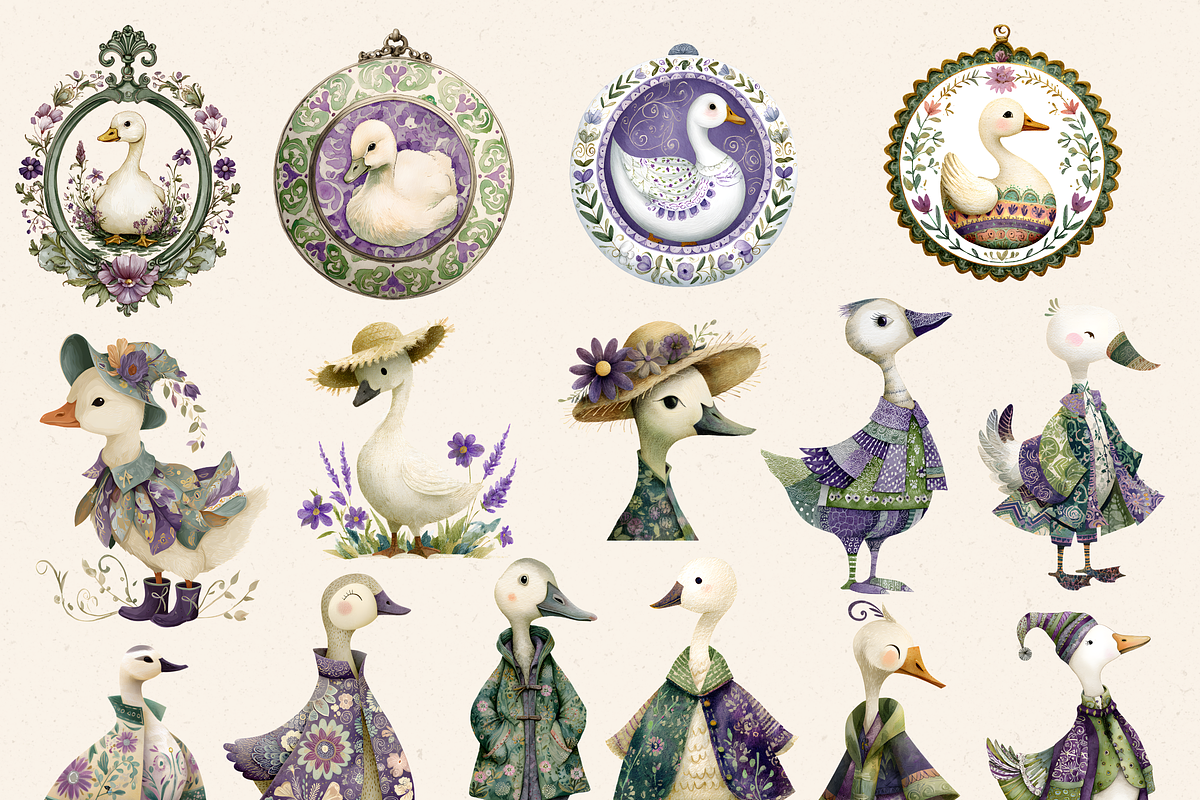 SILLY GOOSE BABY SHOWER CLIPART PACK, an Animal Illustration by Daring Digies (Photo 5 of 10)