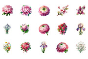 Botanical Flower Sticker Clipart, an Illustration by Designworld (Thumbnail 3 of 3)
