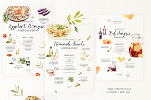 Mediterranean Cuisine Watercolor Set