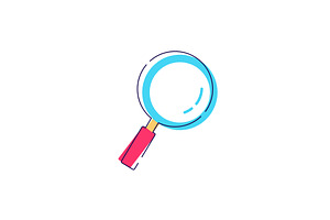 Magnifying glass icon cartoon flat
