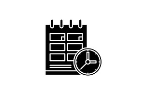 Schedule Black Icon, Vector Sign On