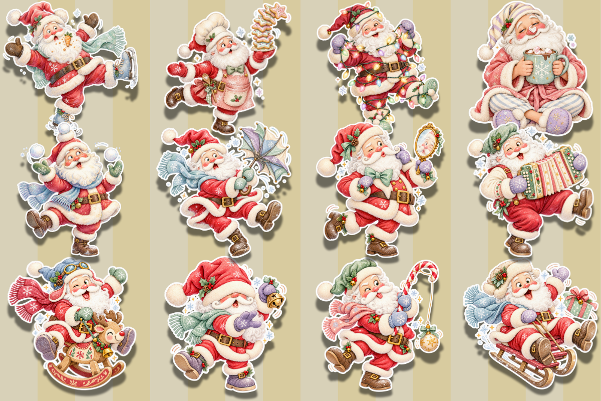 Funny Santa Christmas Sticker Pack, an Object Graphic by Ink Gallery (Photo 3 of 3)