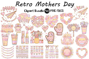 Retro Mother's Day Clipart, an Illustration by Digital Artistic99