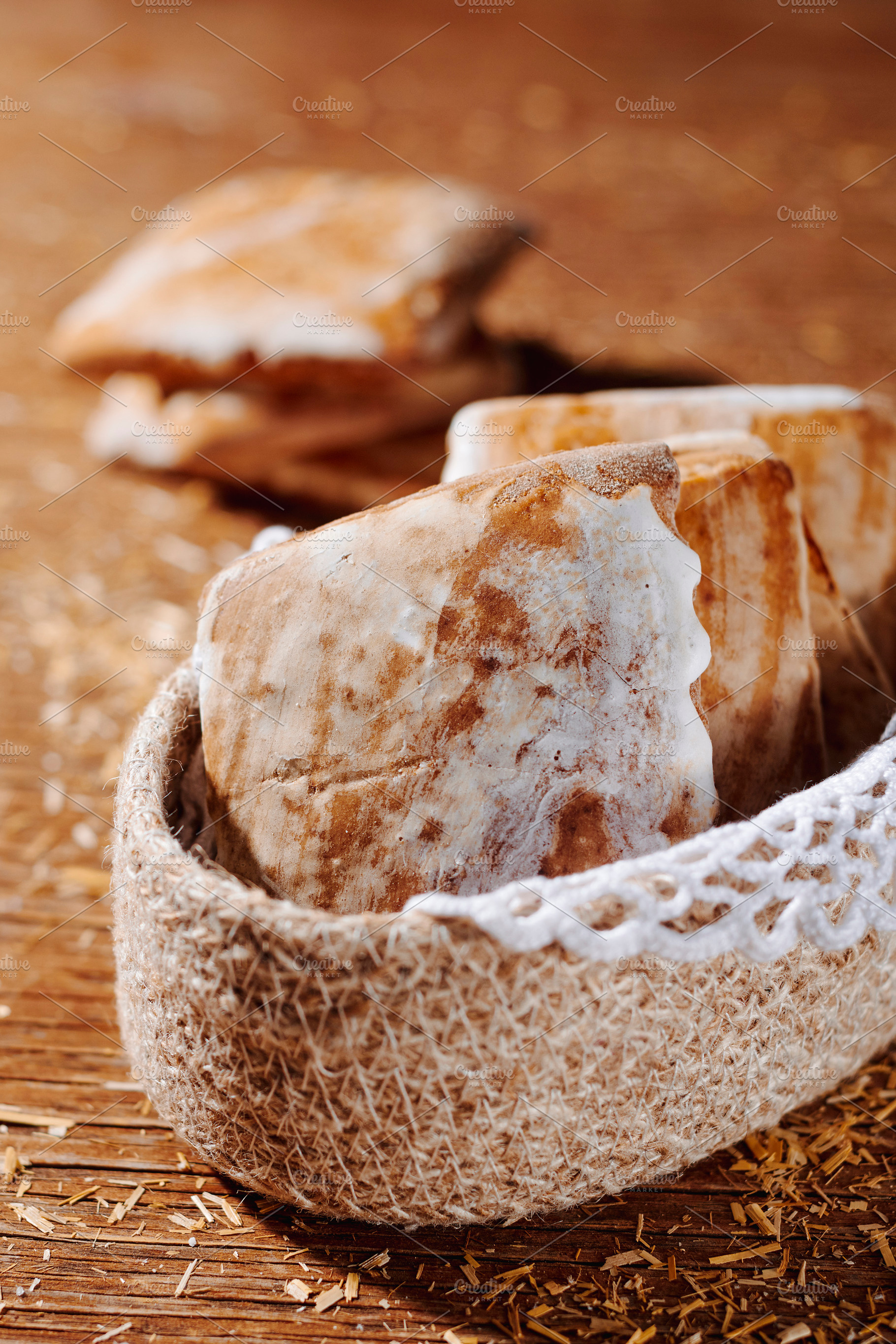 basket filled with traditional italian mostaccioli, a Photo by Nito