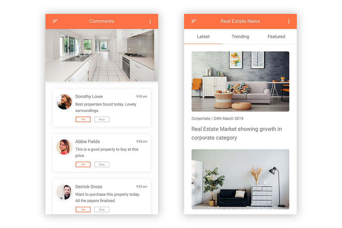 Real Estate & Property Adobe XD App, an UI Kit Template by themelove (Photo 8 of 16)