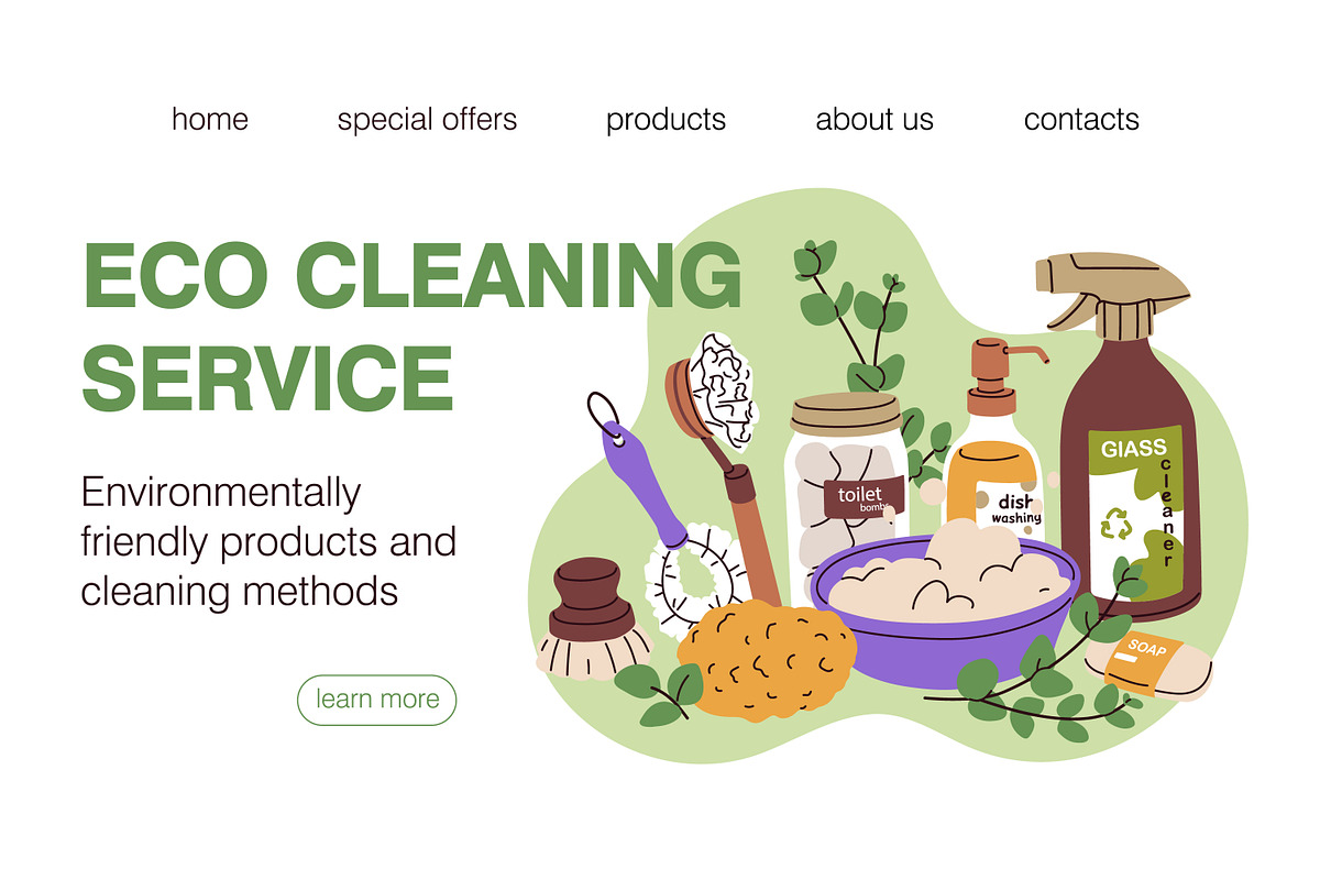 Eco-friendly cleaning products set, an Object Illustration by Good Studio (Photo 6 of 10)