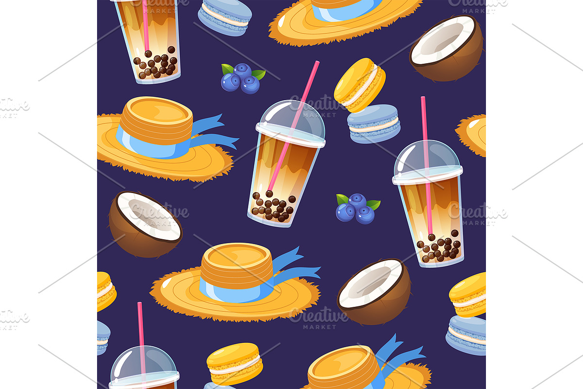 Cartoon colorful summer pattern, a Pattern Graphic by Elen_Art
