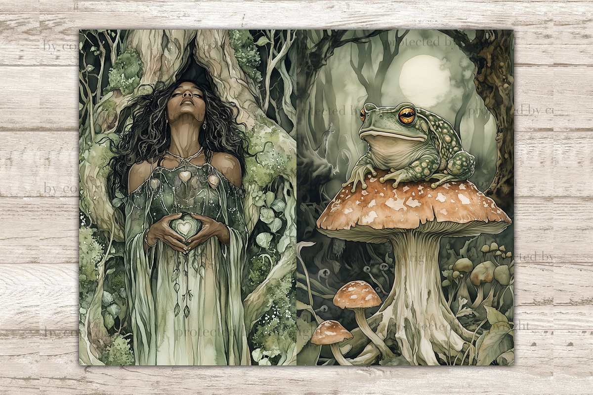 Green Witch Junk Journal Paper, a Person Illustration by GlamArtZhanna (Photo 10 of 10)