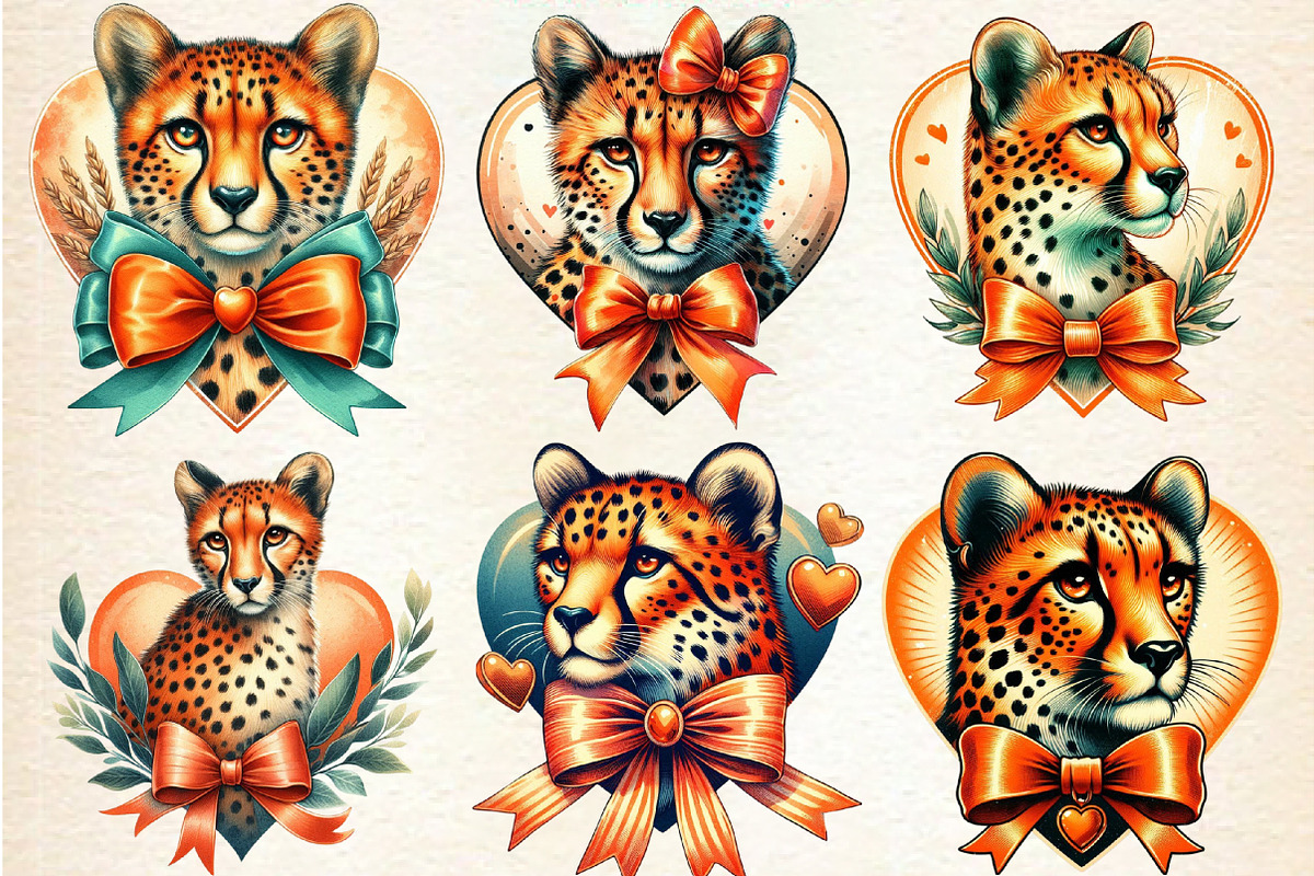 Valentine's Cheetah Clipart, an Illustration by DreamArtGraphic (Photo 2 of 6)