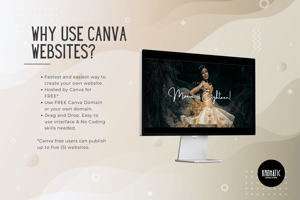Debutant Birthday Canva Landing Page, a Landing Page Template by Kromatic Design Studio (Photo 9 of 20)