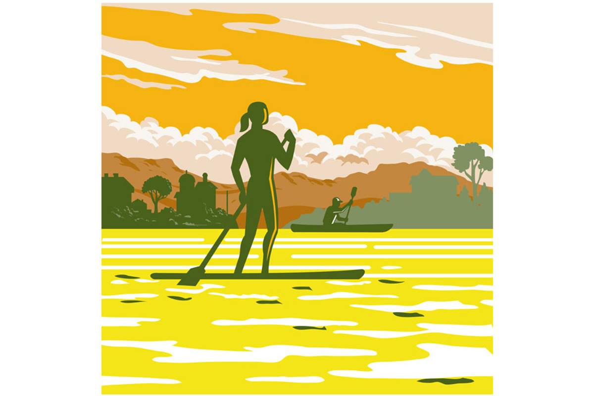 Stand Up Paddle in Bay of Kotor WPA, an Illustration by patrimonio