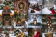 Rustic Christmas Digital Backdrops, a Background Graphic by Walllow Creatives (Thumbnail 1 of 3)