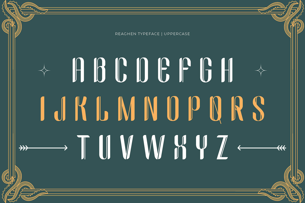 Reaghen - Retro Display Font, a Sans Serif Font by Zeatype (Photo 5 of 11)
