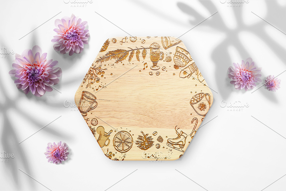 Engraved Hexagonal Wooden Coasters, a Product Mockup by Moonlight Creative (Photo 3 of 8)