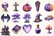 Purple Halloween Clipart, a Seasonal Illustration by Rose Art (Thumbnail 3 of 3)