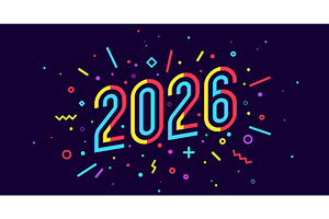 2026, Happy New Year. Greeting card, an Illustration by Foxys Graphic