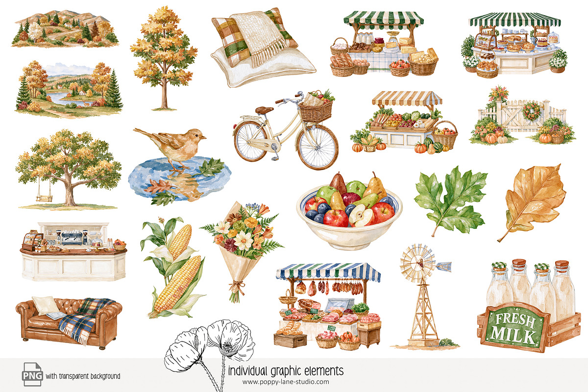 125 farmer's market clip art, a Food Illustration by Poppy Lane Studio (Photo 2 of 10)