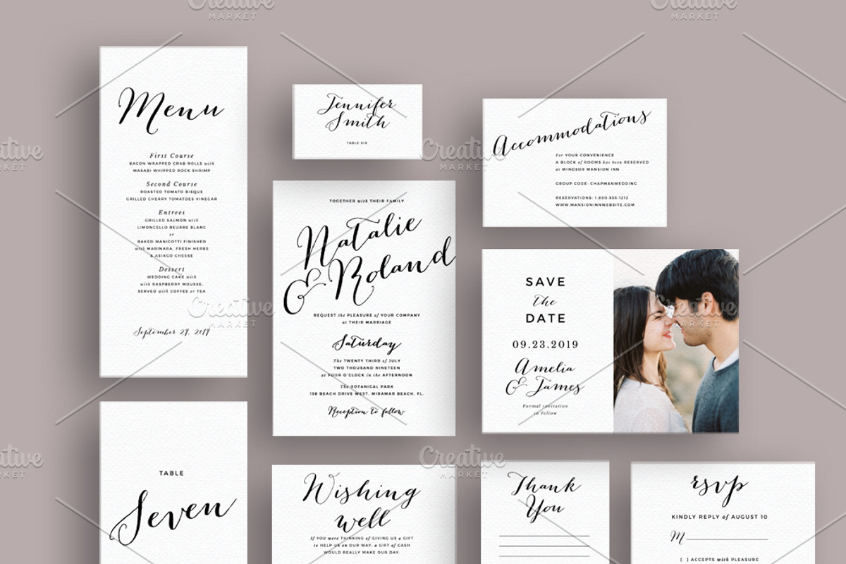 Typography script wedding invite set, an Invitation Template by Inkpower (Photo 1 of 7)