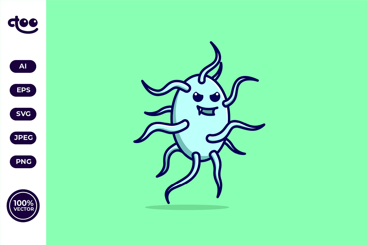 Simple Salmonella cartoon vector, a Healthcare Illustration by Satisfactoons