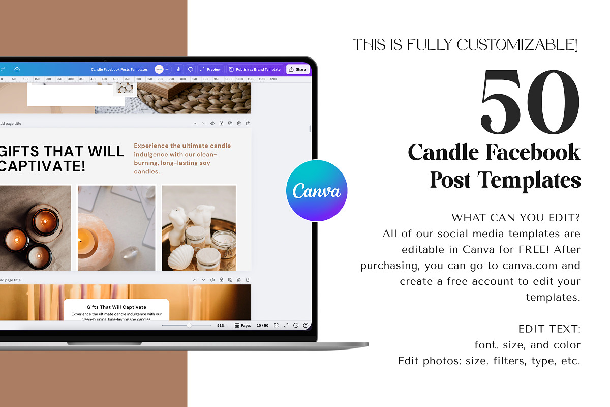 Candle Facebook Canva Posts Template preview 5
