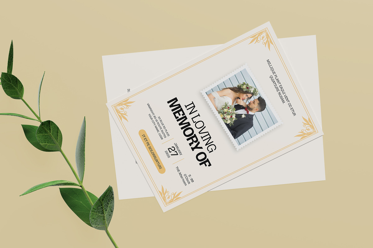 Floral Wedding Invitation In Flat, an Invitation Template by Creatiya Type (Photo 5 of 6)