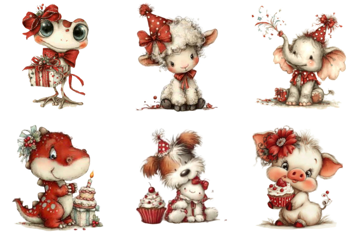 Quirky Birthday Animals Clipart, an Illustration by Designking (Photo 5 of 5)