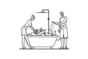 safety child bath vector, a Person Illustration by pikepicture