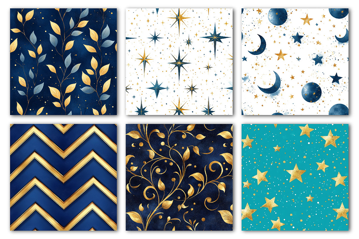 Blue and Gold Digital Paper, an Illustration by Dream Creation (Photo 3 of 4)