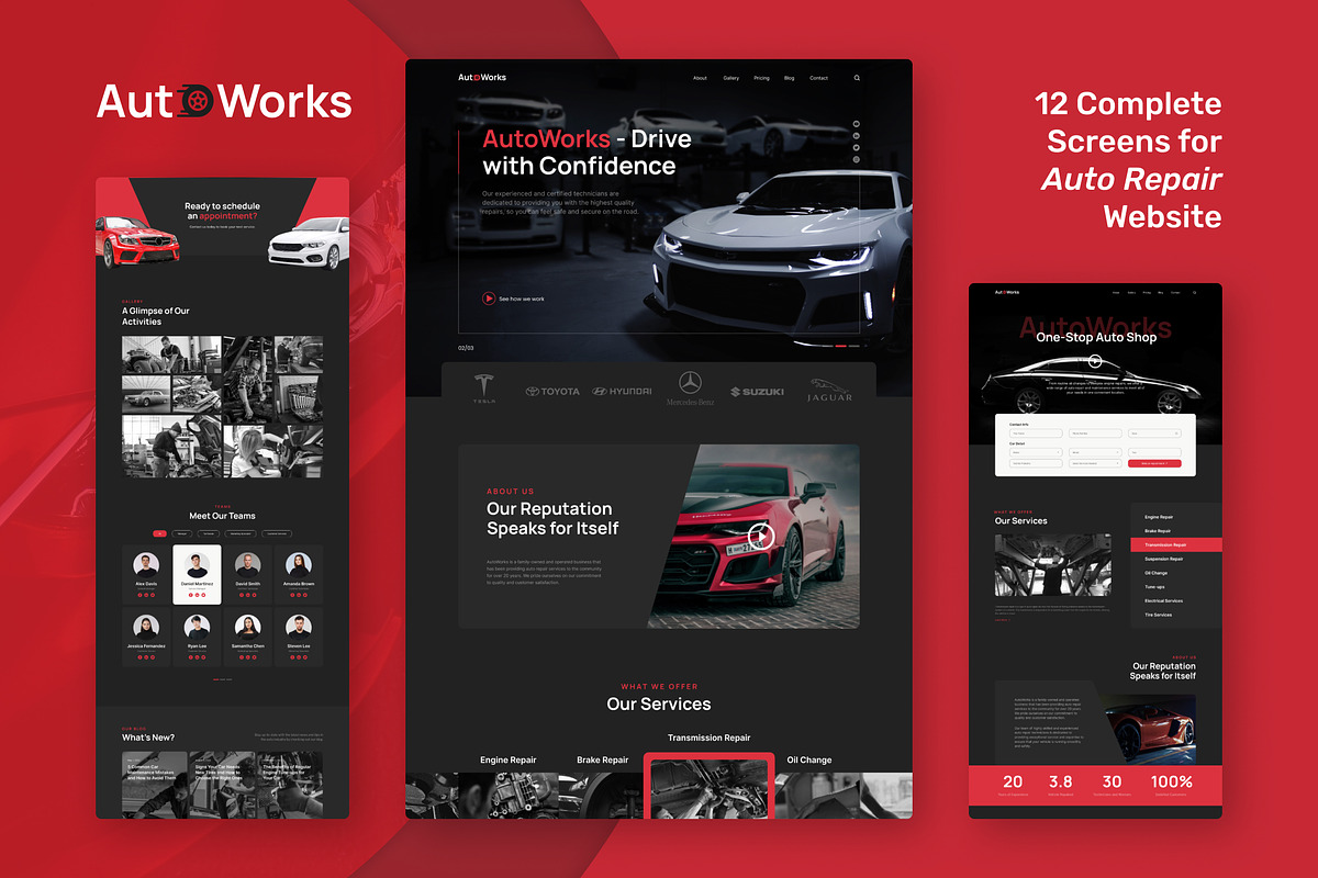 Auto Repair Website Design UI, an UI Kit Template by peterdraw