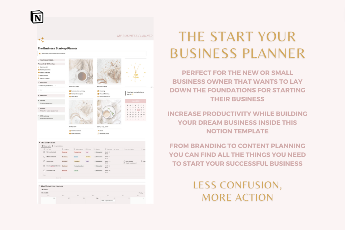 Notion template business planner, a Templates & Theme by Cate Creates (Photo 2 of 8)