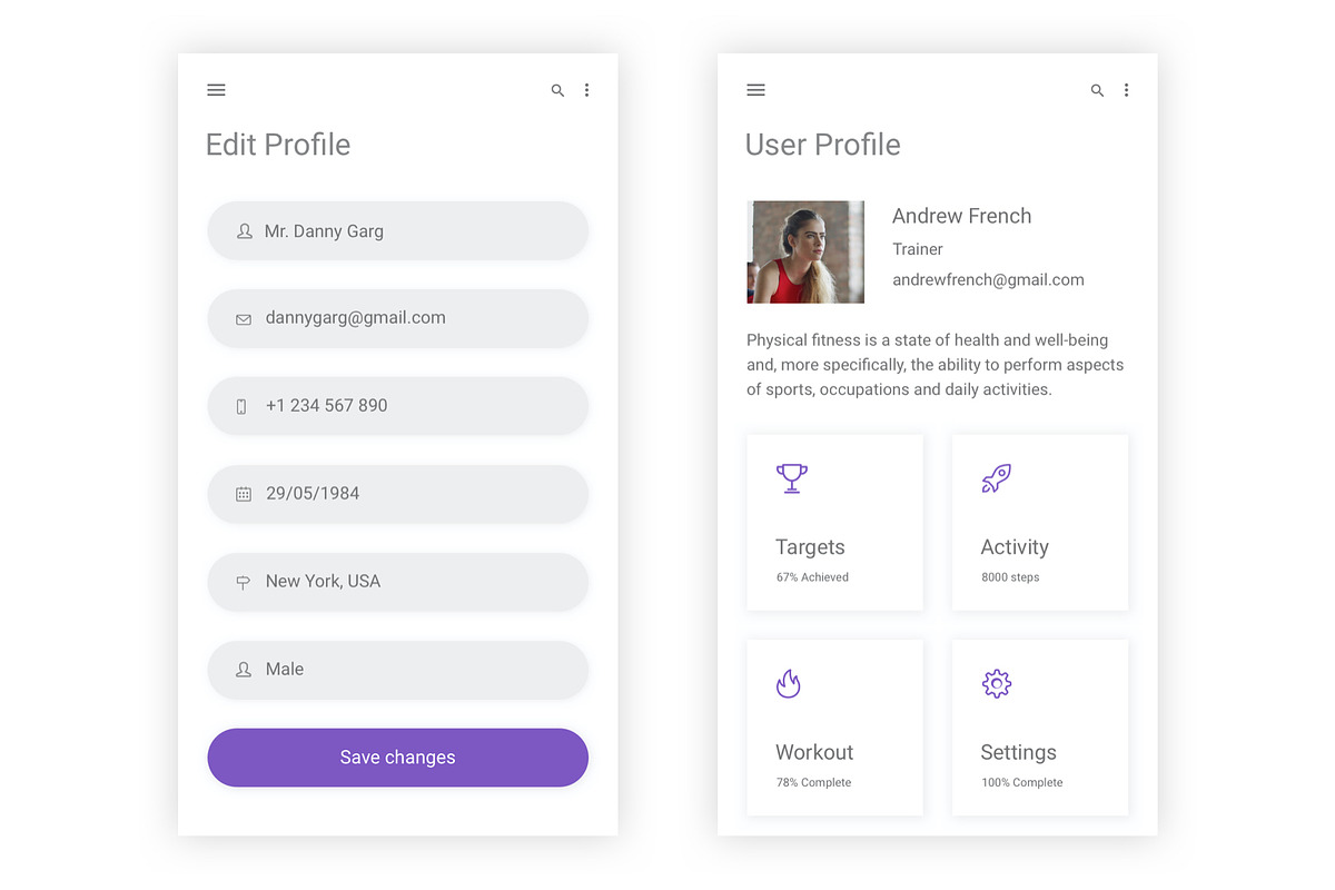 Fitness & Gym Workout Adobe XD App, an UI Kit Template by themelove (Photo 4 of 9)
