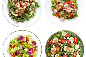 Collection of fresh salad plates, a Food & Drink Photo by BOOCYS