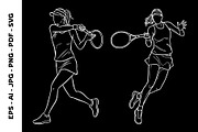 Woman Playing Tennis Line Art, an Object Graphic by nandinigraphics (Thumbnail 4 of 7)