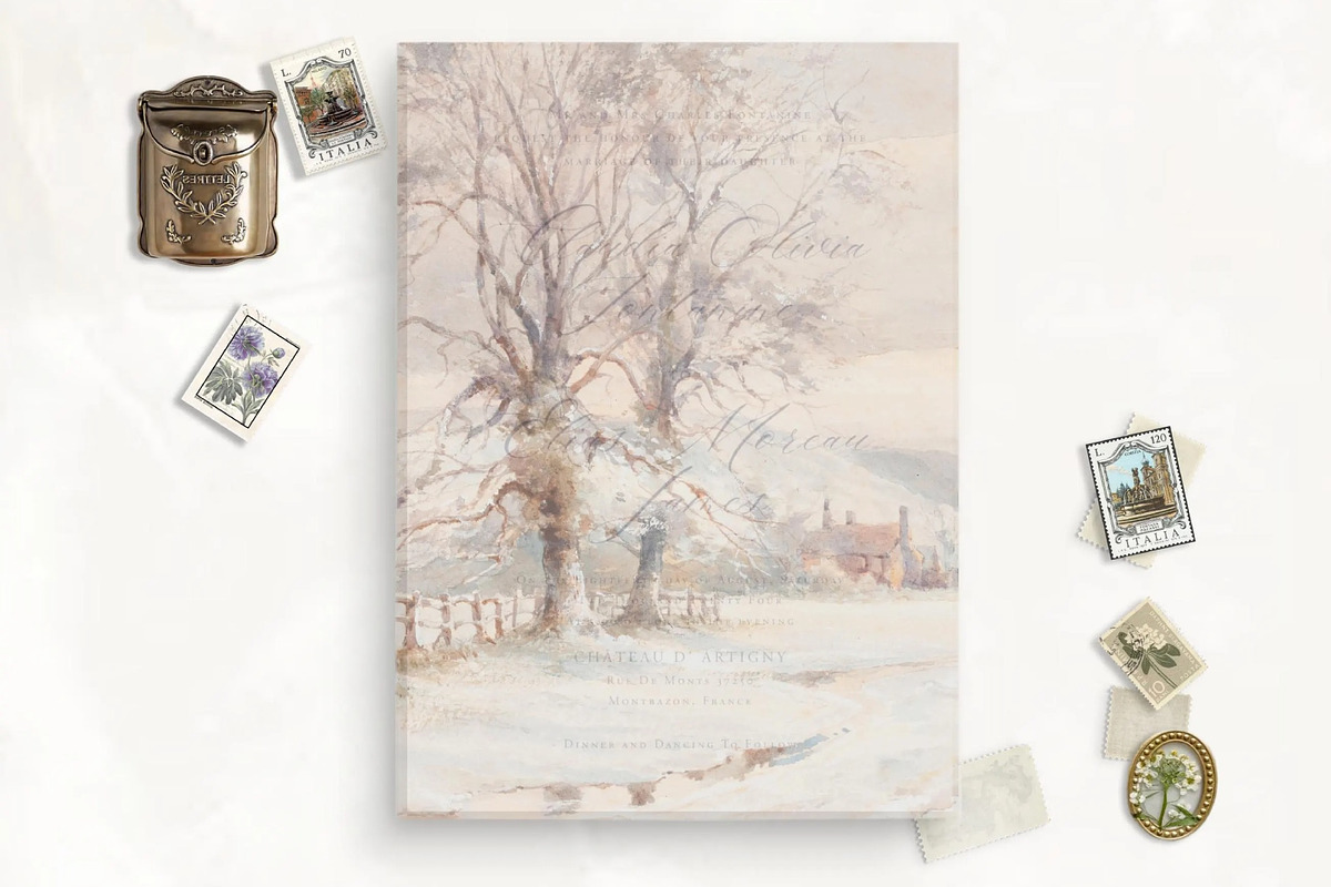 Winter Printable Vellum Overlay, a Stationery Template by SilverJoyAtelier (Photo 2 of 2)