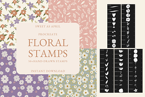 50+ PROCREATE FLORAL STAMPS