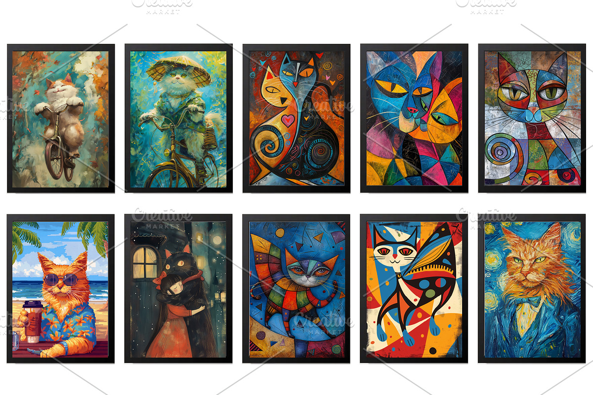 Watercolor Cat Wall Art Prints, an Animal Photo by Chipshpow Graphics (Photo 6 of 8)