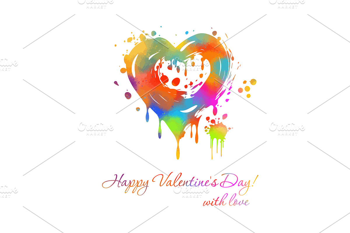 Happy Valentine's Day Blot heart, an Illustration by Nenahliadava Design