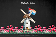 Watercolor Holland symbols clipart, an Object Illustration by Art and Funny (Thumbnail 6 of 6)