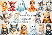 Kawaii Baby Halloween Clipart PNG, an Illustration by DreamPrint404 (Thumbnail 1 of 4)