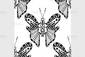 Butterflies On White Background