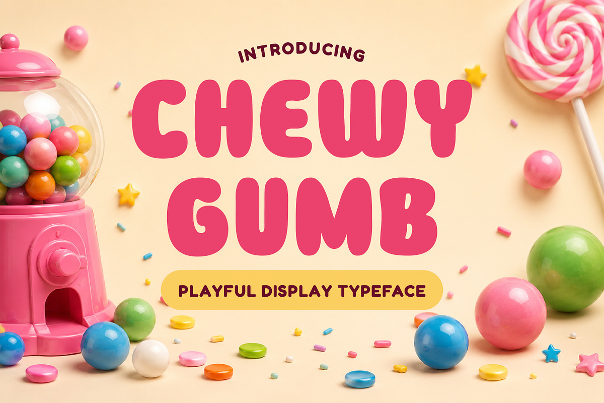 Chewy Gumb - Playful Display Font, a Sans Serif Font by Vesvocrea (Photo 1 of 10)