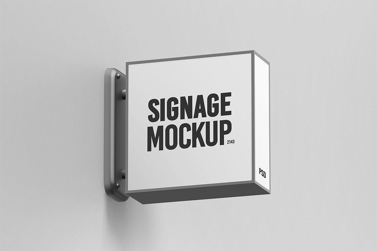Wall Mounted Signboard Mockup Set, an Advertising Mockup by RamStudio2 (Photo 7 of 13)