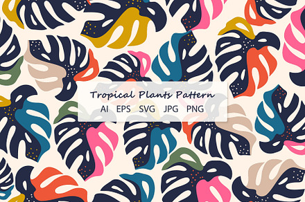 Exotic Tropical Leaves Pattern, a Pattern Graphic by Groovy Arts