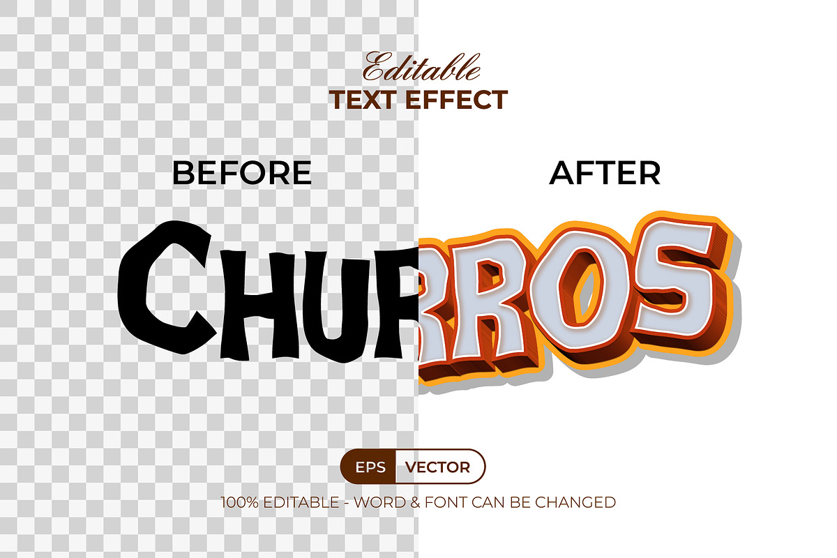 Churros Text Effect 3D Wave Style, a Layer Style Add-On by Mockmenot (Photo 2 of 2)