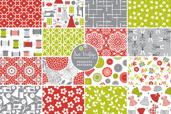 Sew Vintage Seamless Patterns preview 6