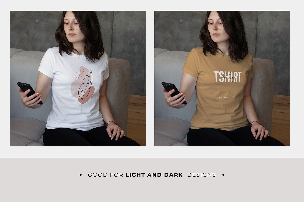T-SHIRT MOCKUP MODEL WITH PHONE, a Shirt Mockup by TrendkeyMockups (Photo 4 of 4)