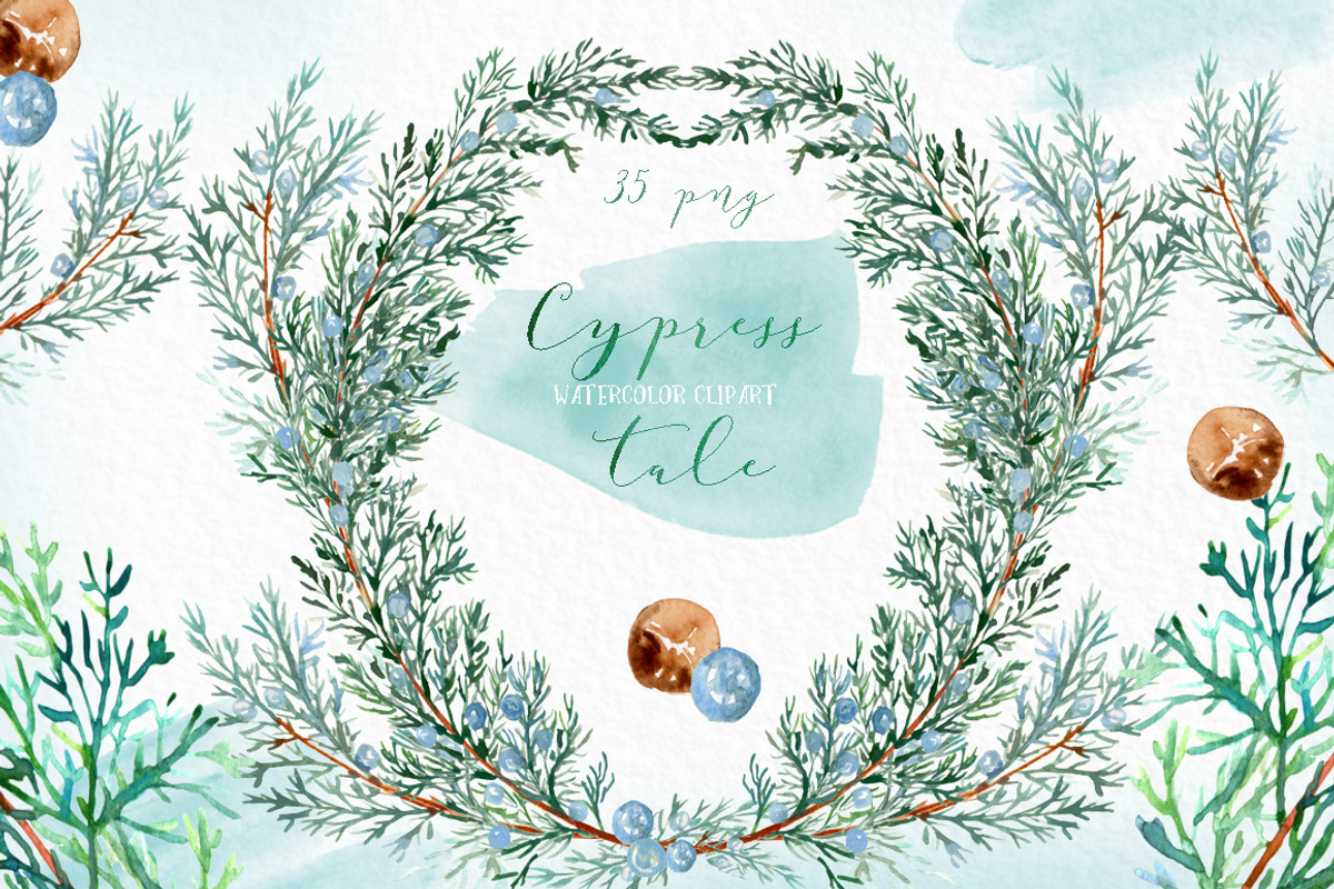 Cypress. Watercolor clipart, a Decorative Illustration by LABFcreations (Photo 1 of 12)